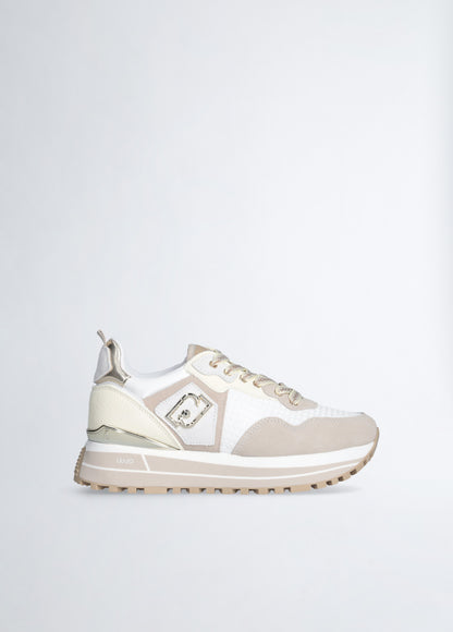 Sneakers Platform In Suede e Mesh Sand/Yellow