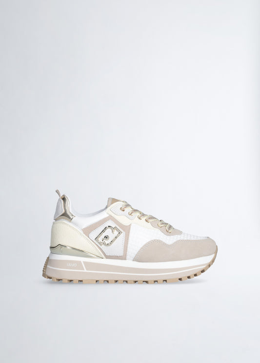 Sneakers Platform In Suede e Mesh Sand/Yellow