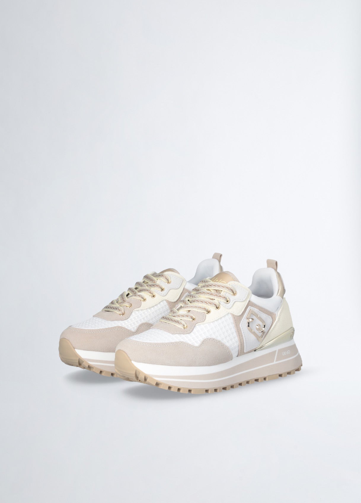 Sneakers Platform In Suede e Mesh Sand/Yellow