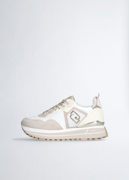 Sneakers Platform In Suede e Mesh Sand/Yellow