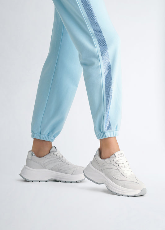 Sneakers In Suede e Brighty Mesh Beige Chiaro/White