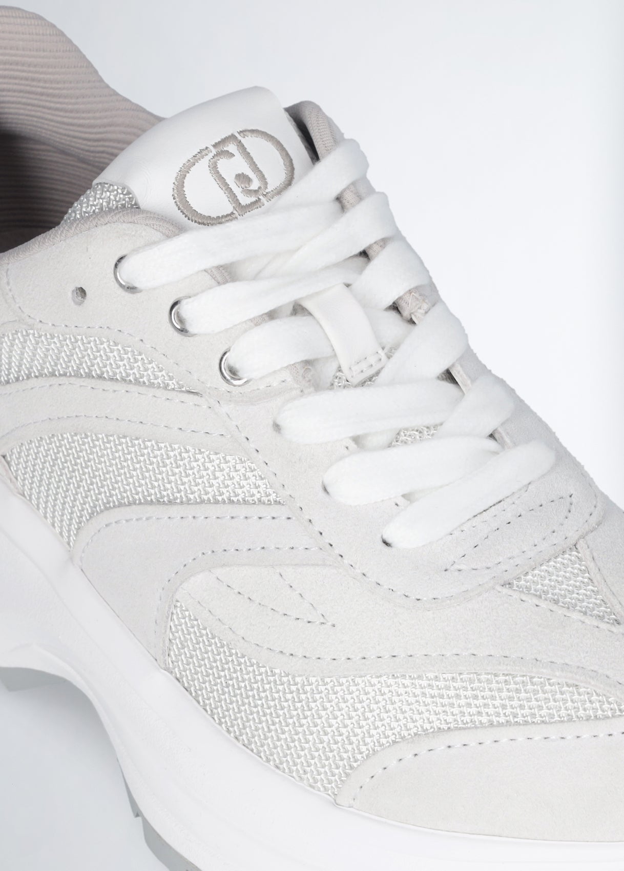 Sneakers In Suede e Brighty Mesh Beige Chiaro/White