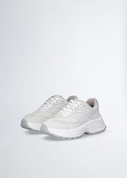 Sneakers In Suede e Brighty Mesh Beige Chiaro/White