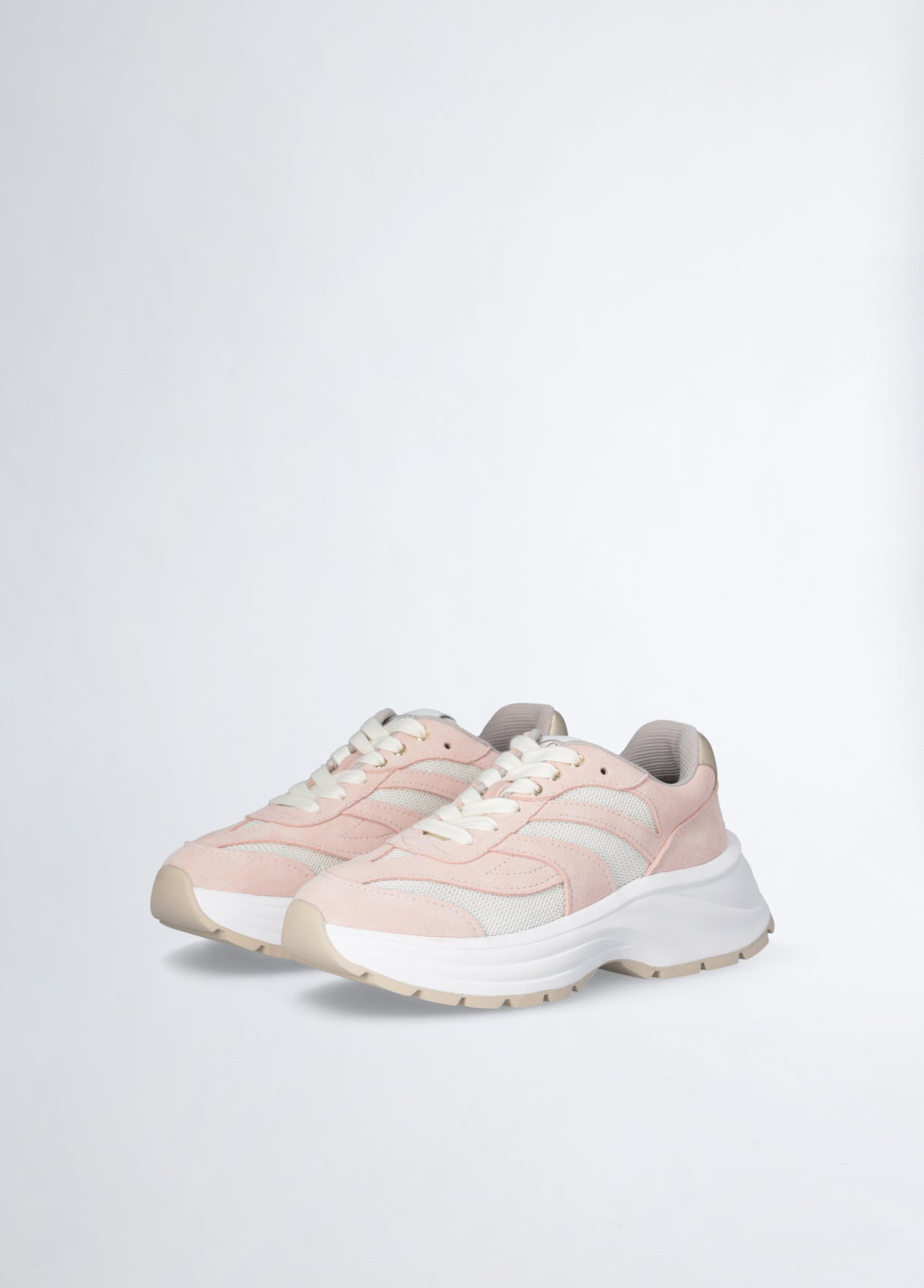 Sneakers In Suede e Brighty Mesh Nude/White