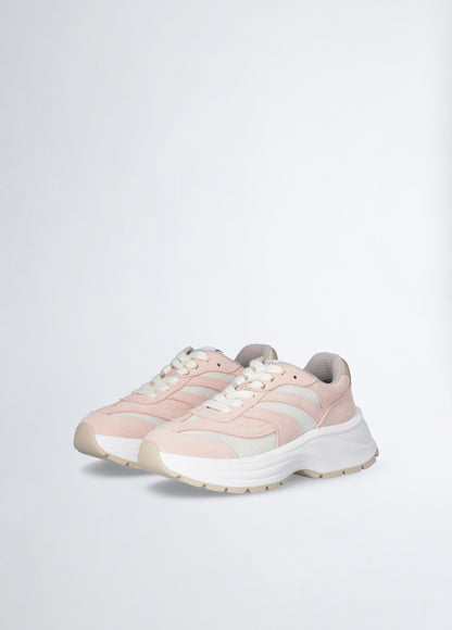 Sneakers In Suede e Brighty Mesh Nude/White