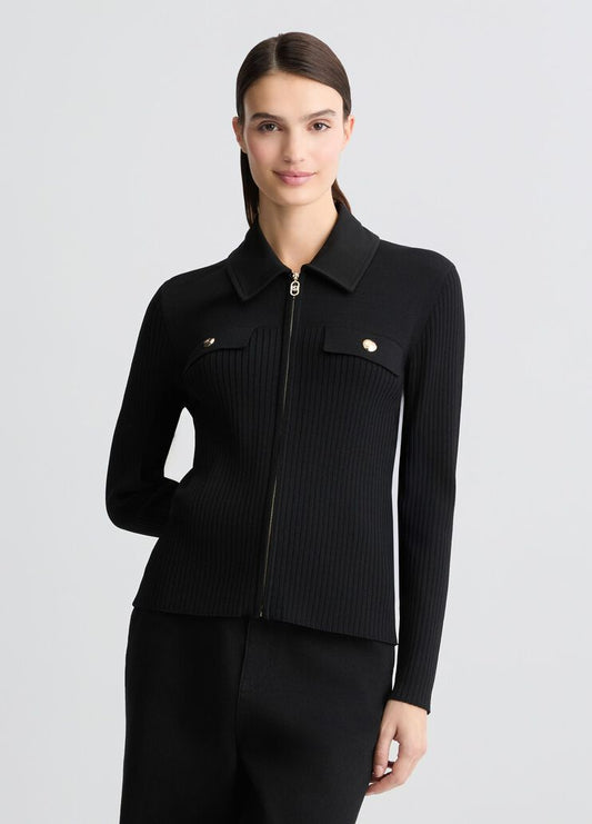 Cardigan Con Zip Nero