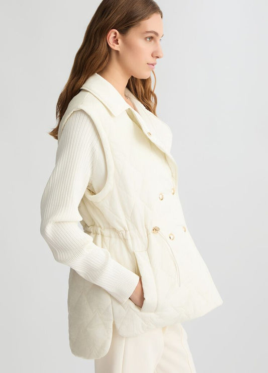 Cappotto in Nylon Trapuntato Panna