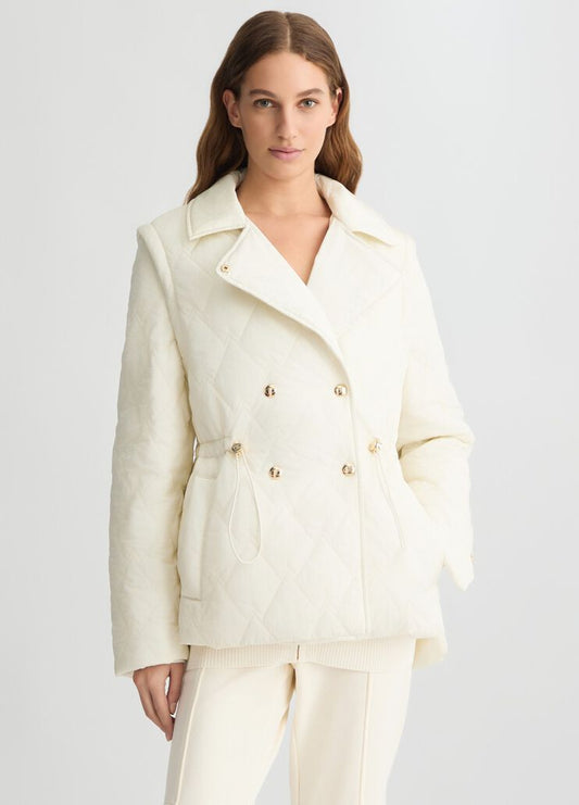 Cappotto in Nylon Trapuntato Panna
