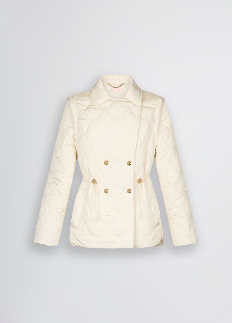 Cappotto in Nylon Trapuntato Panna