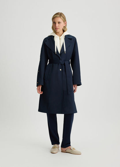 Cappotto Blu Navy In Misto Cotone