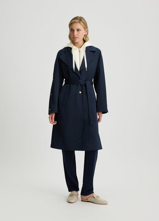 Cappotto Blu Navy In Misto Cotone
