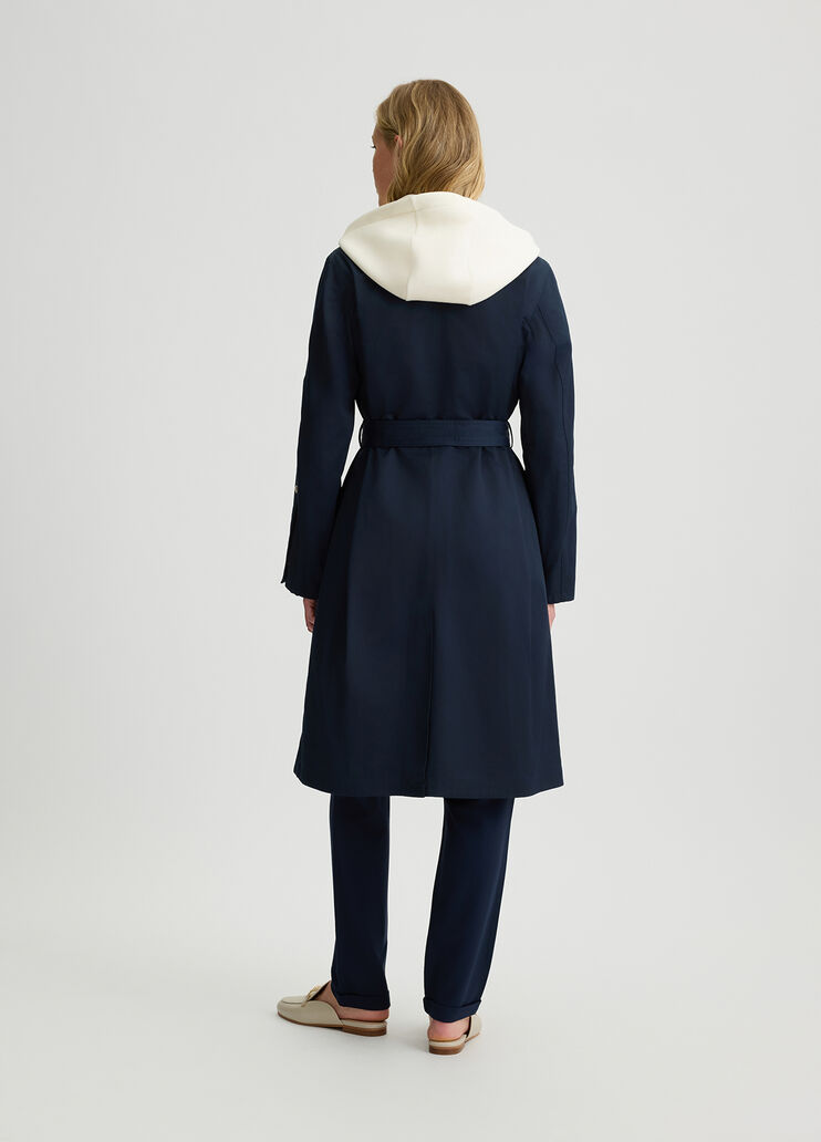 Cappotto Blu Navy In Misto Cotone
