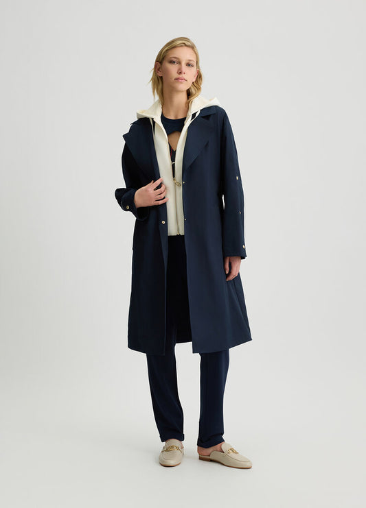 Cappotto Blu Navy In Misto Cotone