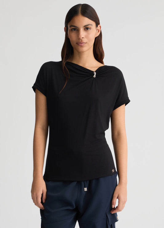 T-Shirt In Jersey Di Cotone Nera