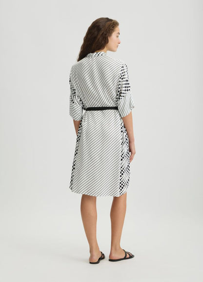 Vestito Chemisier Stampato Bianco E Nero