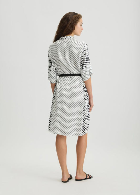 Vestito Chemisier Stampato Bianco E Nero