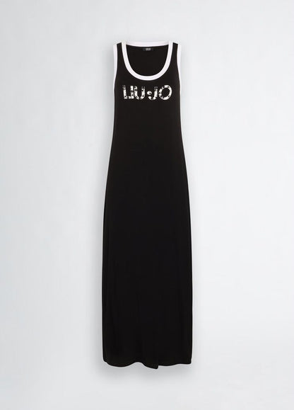 Abito Lungo Con Logo Nero E Bianco