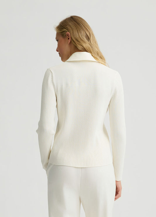 Cardigan Con Zip Bianco