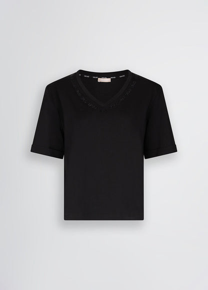 T-Shirt Con Logo E  Strass Nera