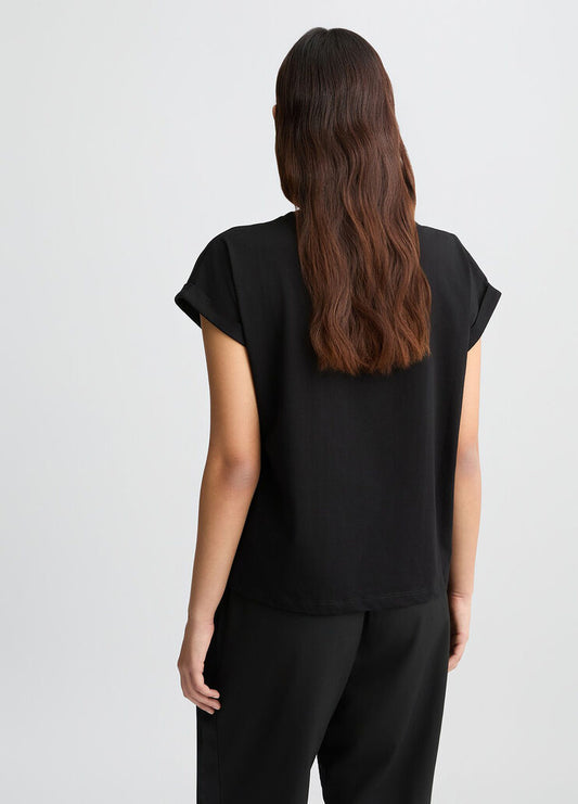 T-Shirt Nera In Cotone con Scritta