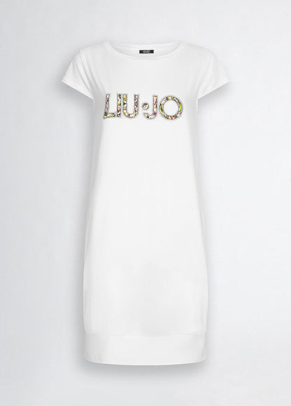 Abito Corto Con Logo Bianco