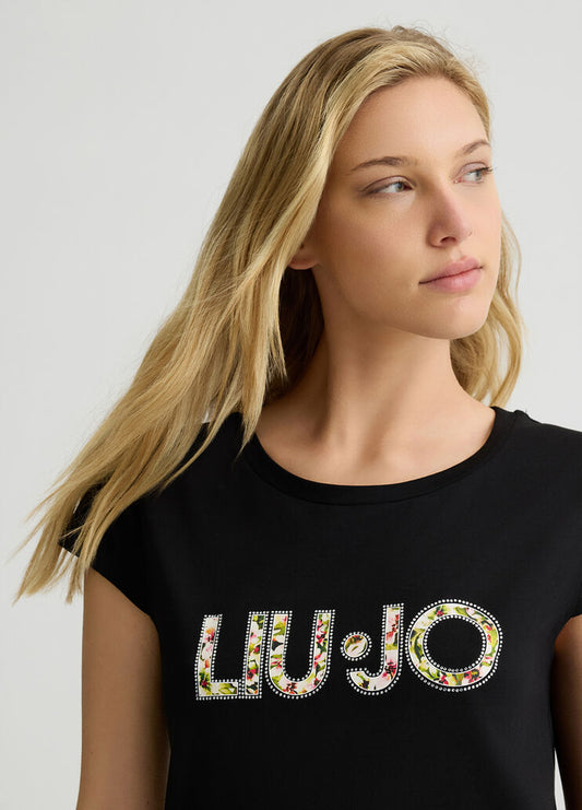 Abito Corto Con Logo Nero
