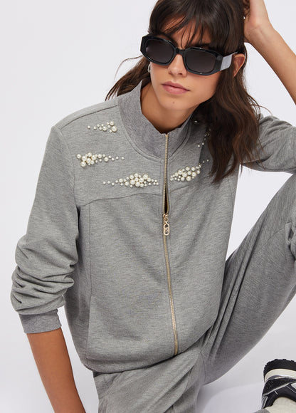 Felpa con Zip Grigia Liu Jo