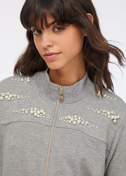 Felpa con Zip Grigia Liu Jo