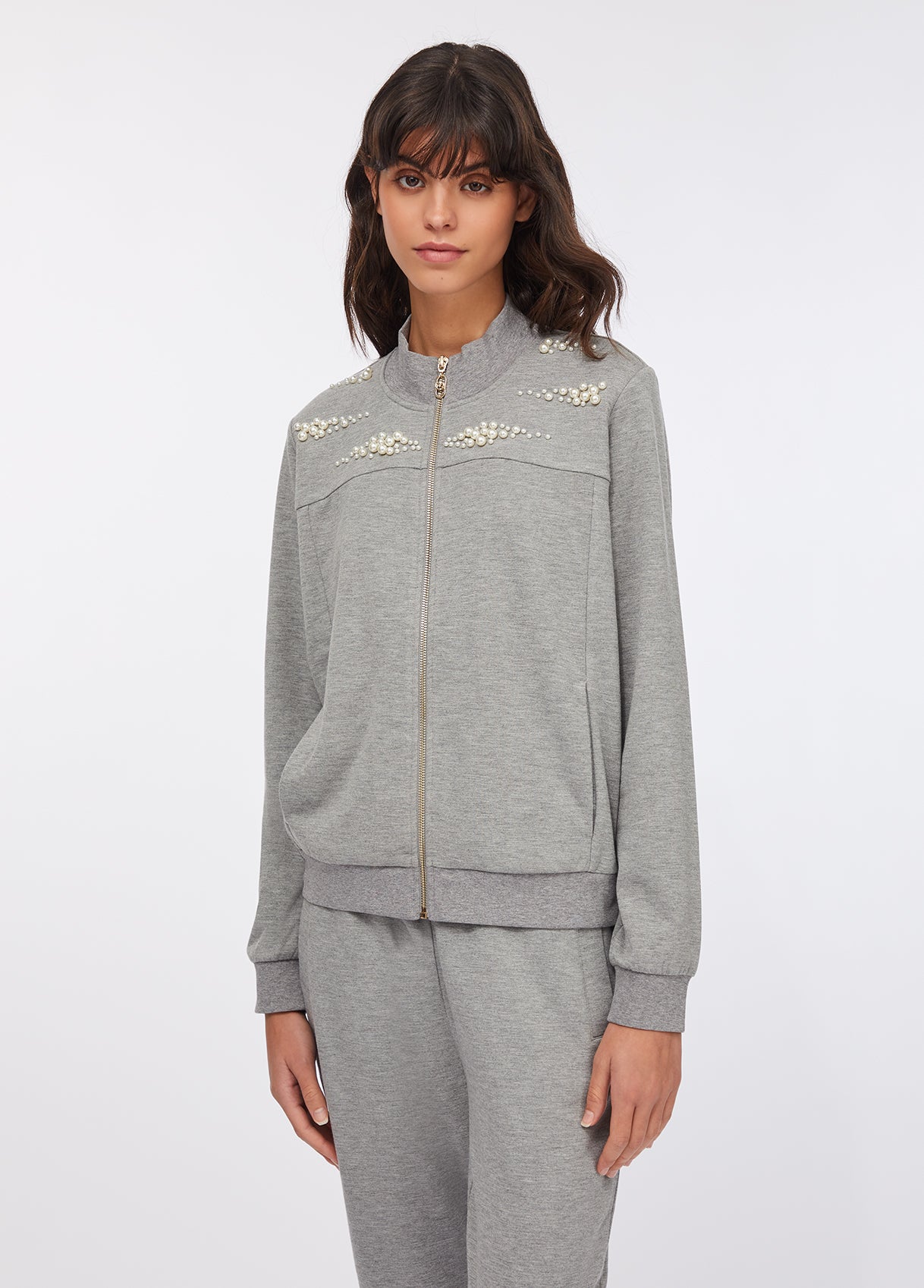 Felpa con Zip Grigia Liu Jo