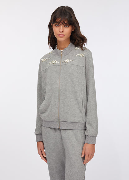 Felpa con Zip Grigia Liu Jo