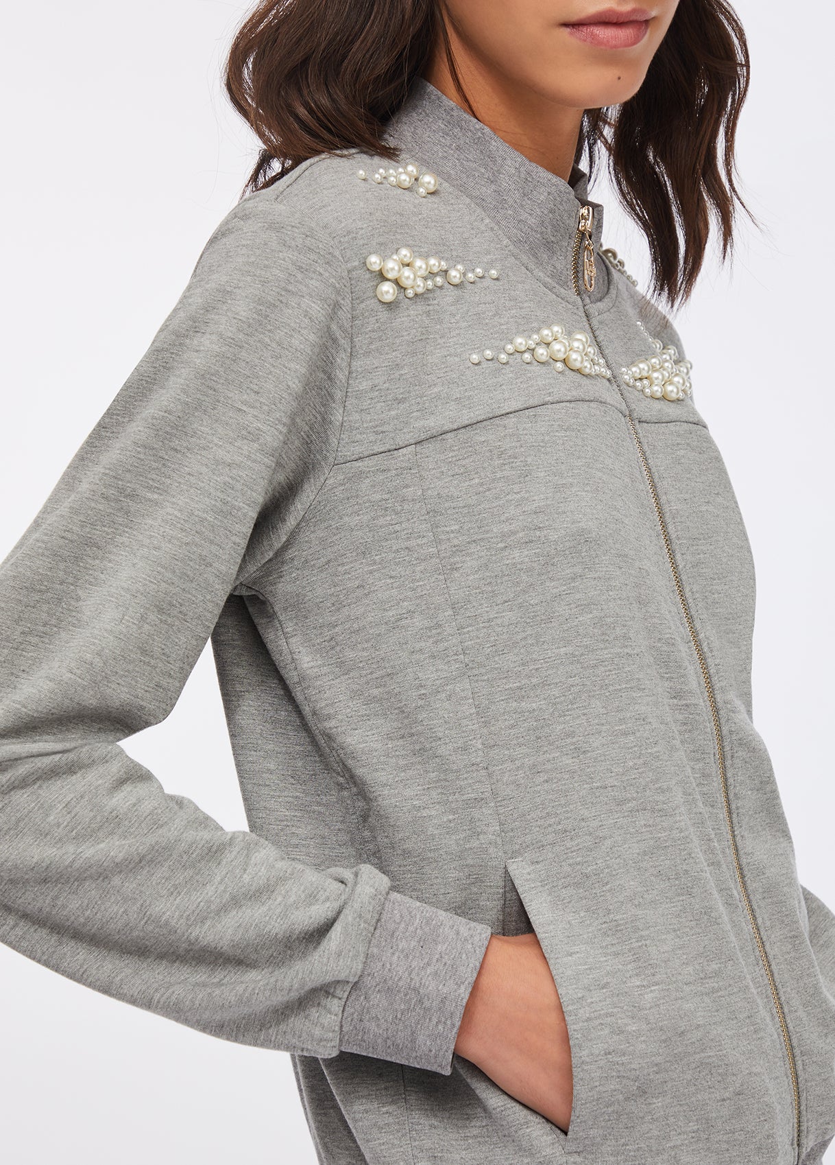 Felpa con Zip Grigia Liu Jo