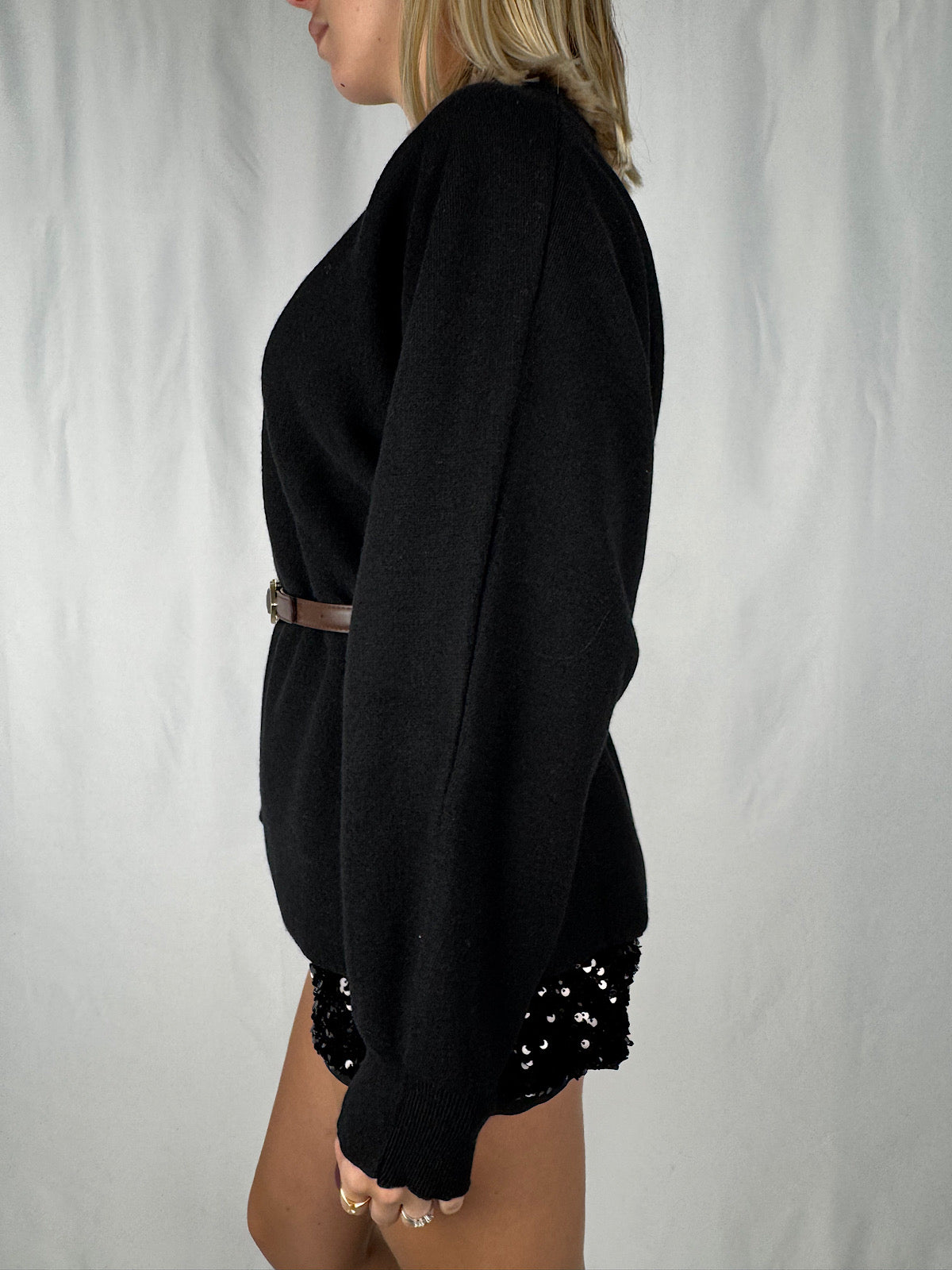 Maglia Manica Palloncino con Cintura Nero Vicolo