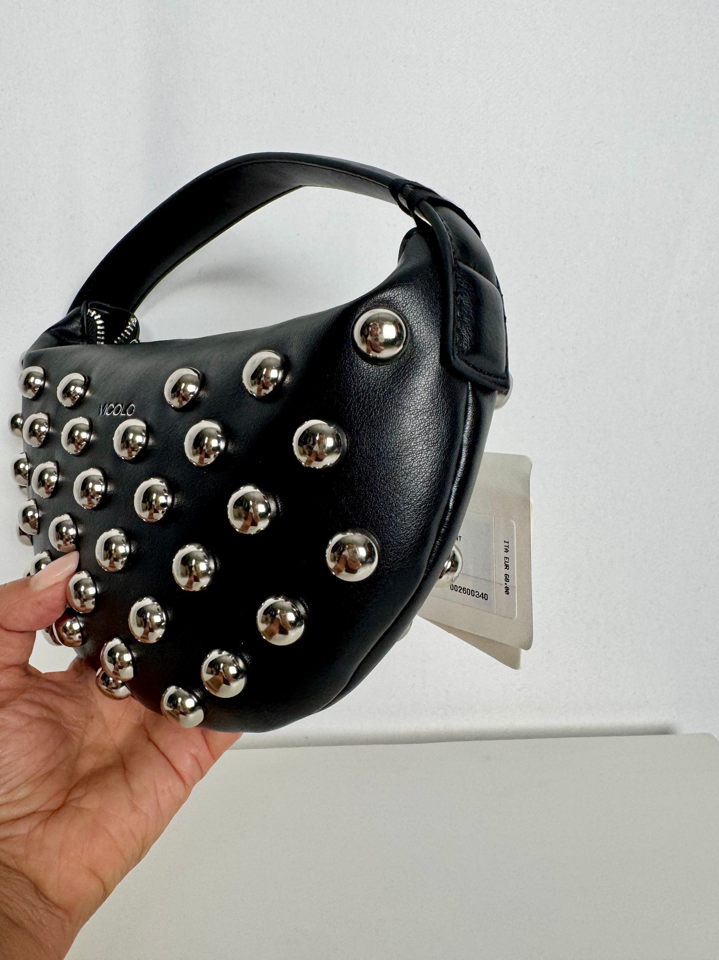 Borsa Croissant Studded Nera Vicolo