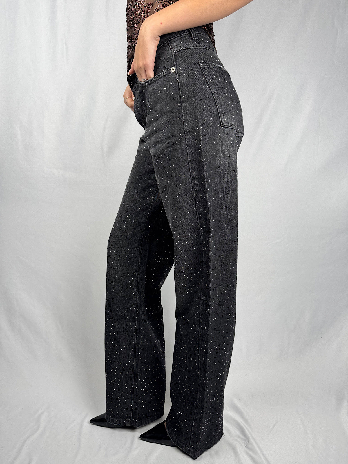 Jeans con Strass Melodie Nero Vicolo