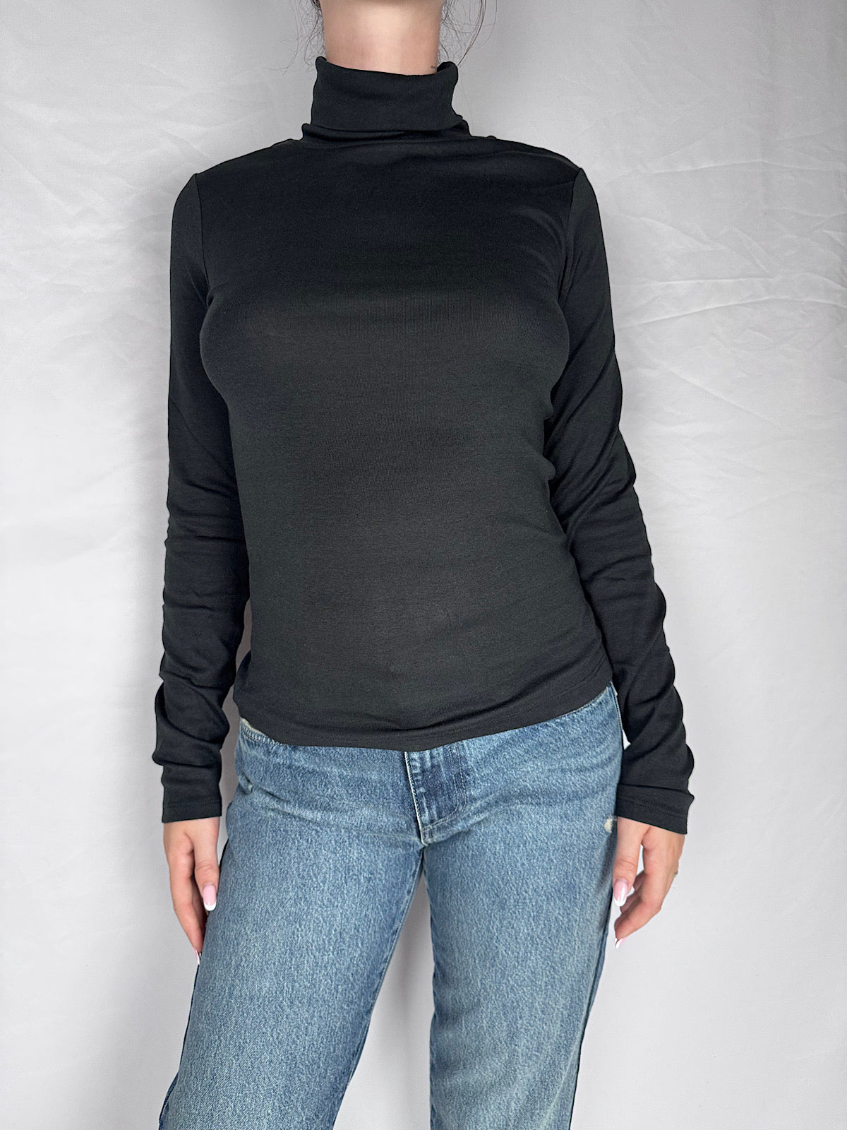 Maglia Basic A Manica Lunga Collo Alto JJXX  Nera