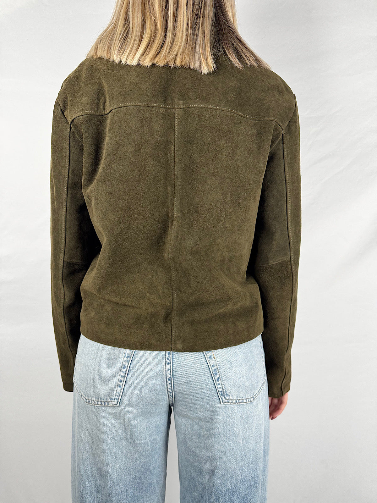 Giacca Camoscio Vera Pelle Verde Vicolo