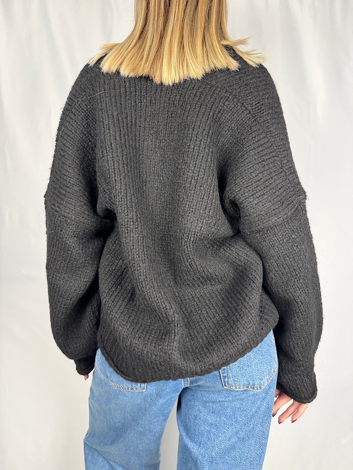 Maxi Cardigan con Bottoni Nero Vicolo