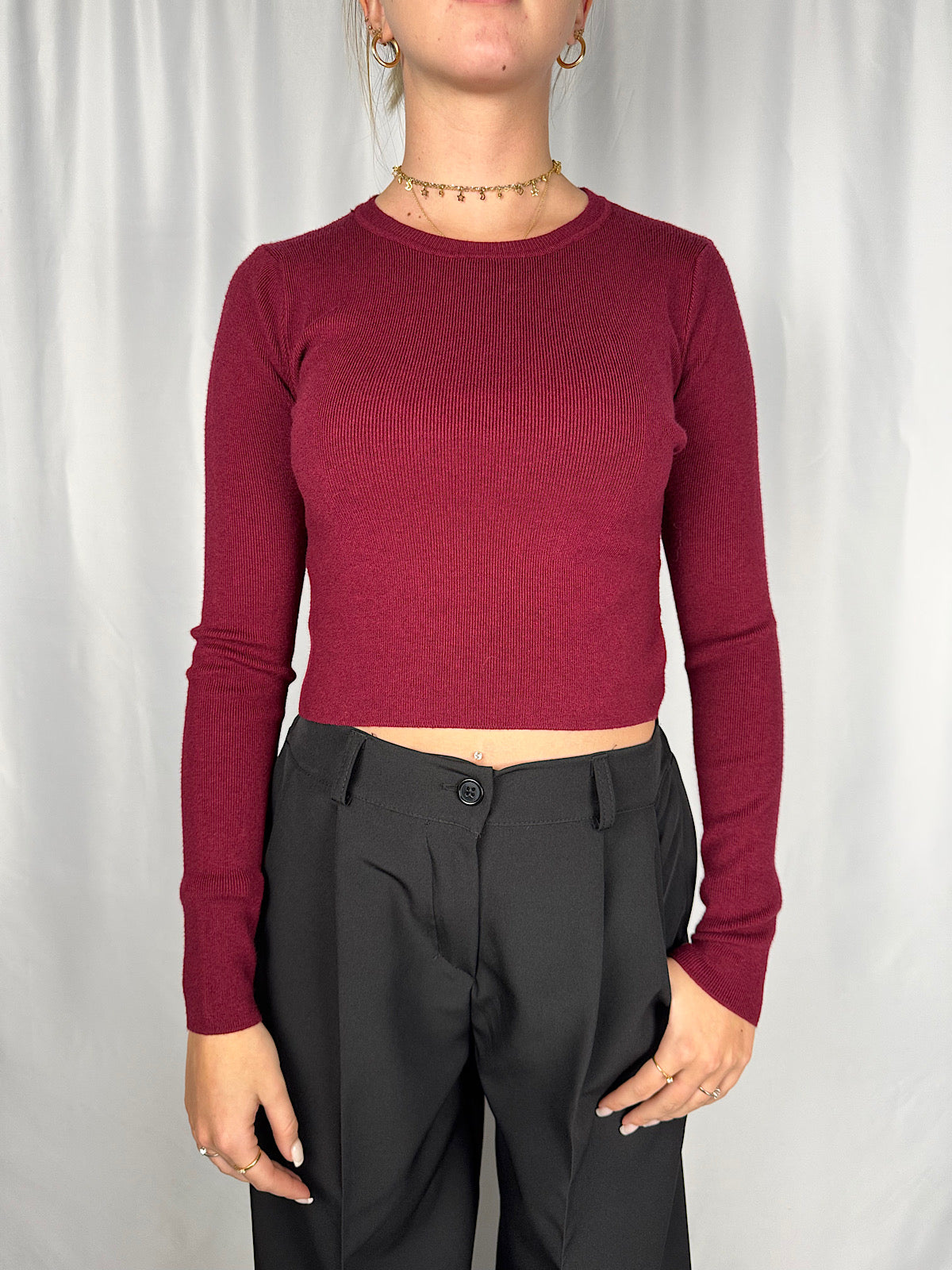 Maglia Crop Bordeaux Armonia