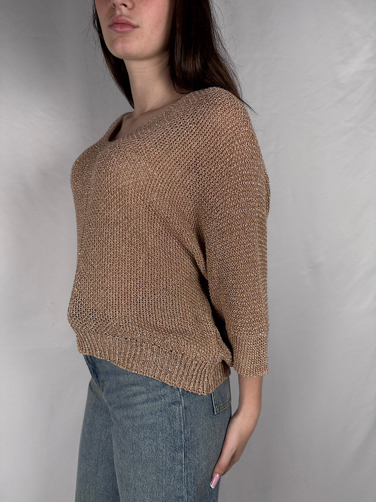 Maglia In Filo Lurex Armonia Cipria