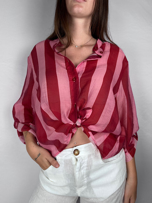 Camicia Mussola a Righe Tensione-In India