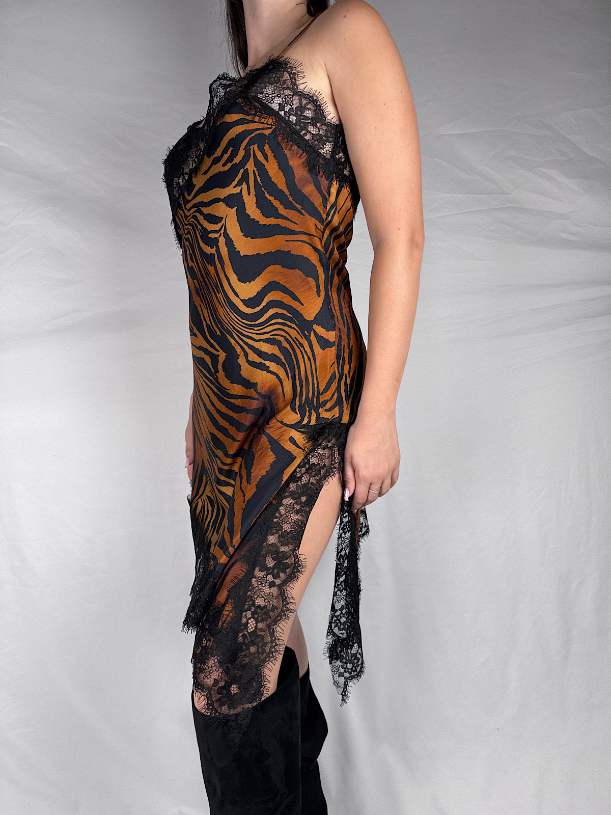 Abito Animalier Pizzo Vicolo Nero/Bruciato