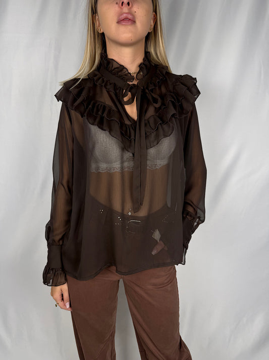 Camicia con Rouches Tensione-In Moro