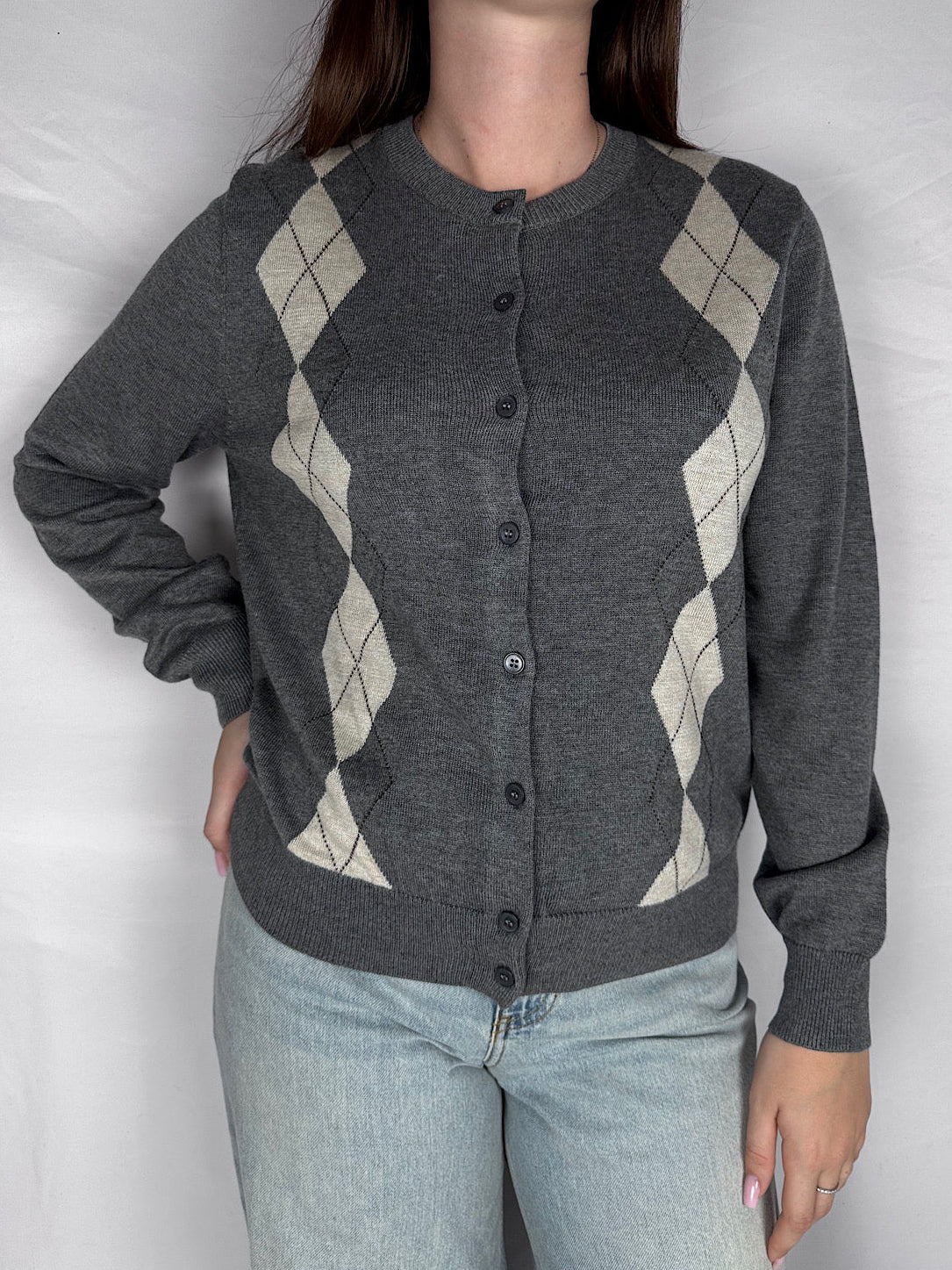 Cardigan Coreana Rombi Susy Mix Grigio
