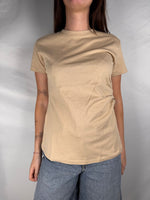 T-Shirt Mezza Manica Con Drappeggio Vicolo Beige