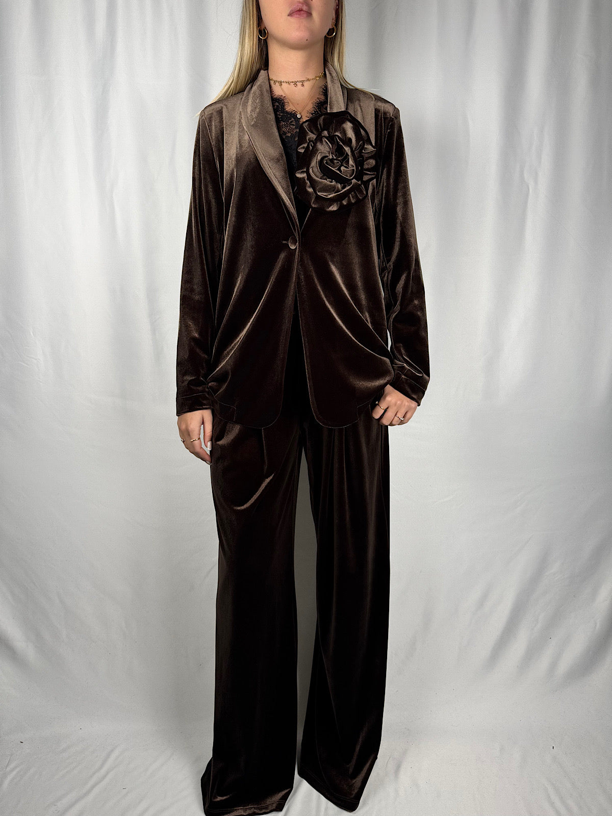 Giacca in Velluto Marrone Tensione-In