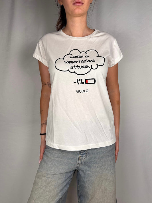 T-Shirt Livello Sopportazione Attuale -1% Vicolo Bianca