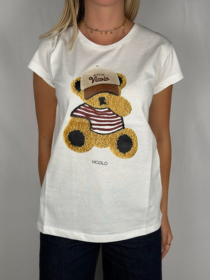 T-Shirt con Stampa Vicolo Bianca
