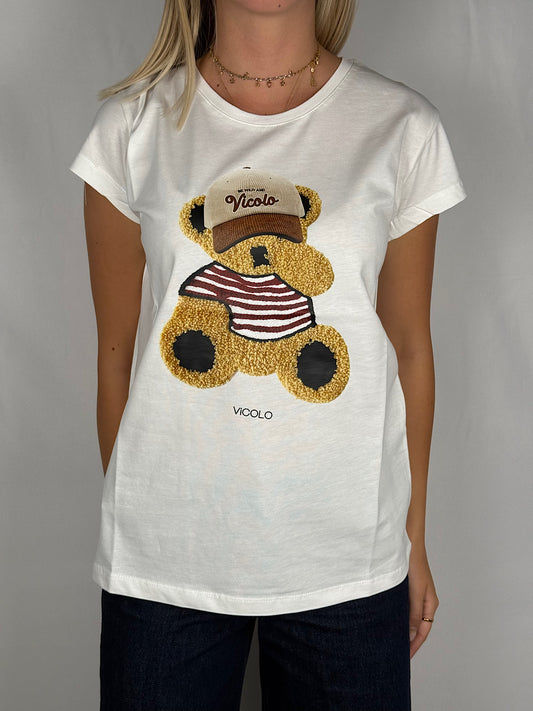 T-Shirt con Stampa Vicolo Bianca