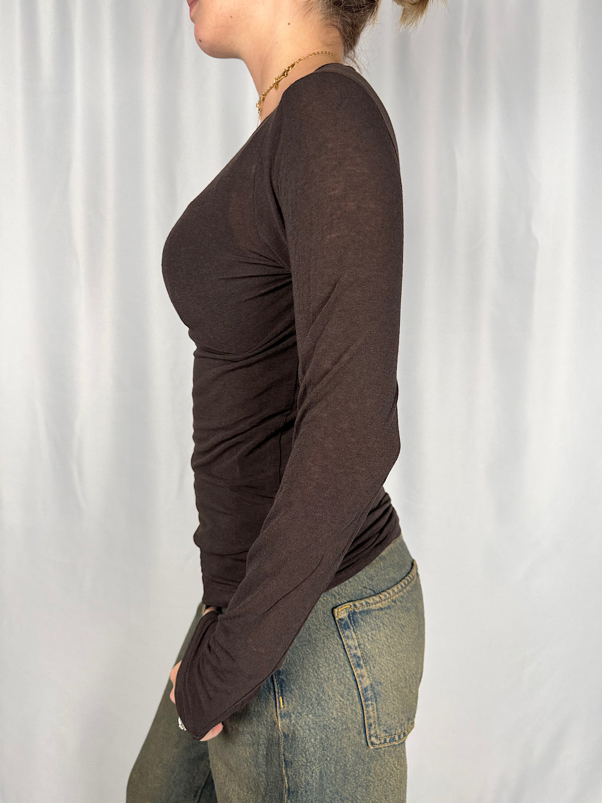 Maglia Basic misto Cachemere Marrone Vicolo