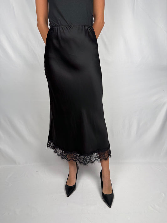 Gonna Satin con Pizzo Vicolo Nera